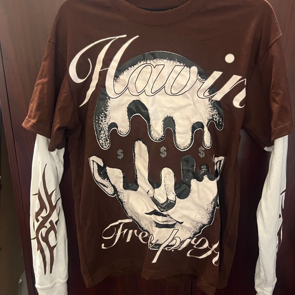 Havin Brown Graphic Long Sleeve Shirt